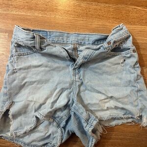 American Eagle Outfitters Light Wash Distressed Denim Shorts